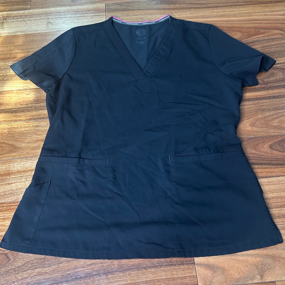 Vince Camuto V-Neck Scrub Top Medical Uniform Workwear Pockets Size M